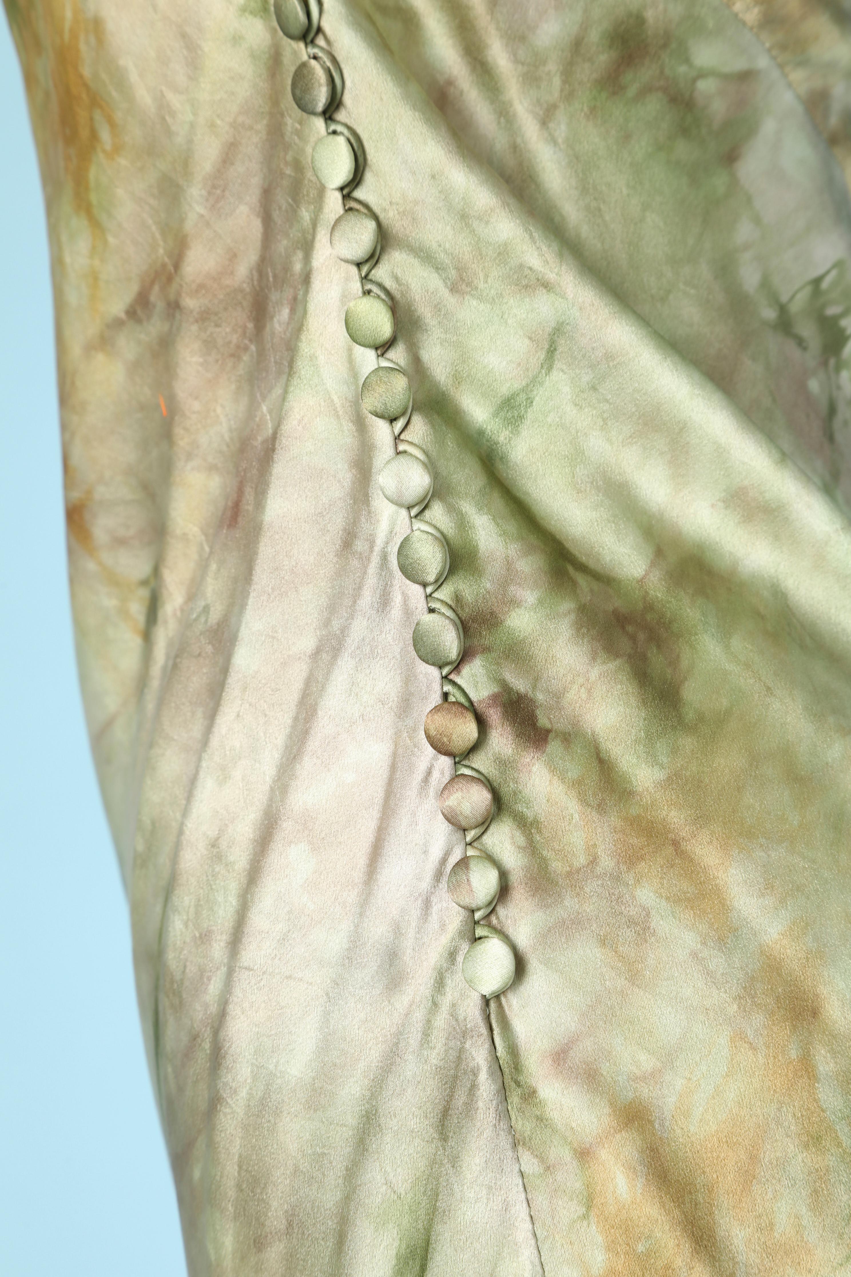 Women's Long tie &dye asymmetrical evening dress J Galliano for Christian Dior 