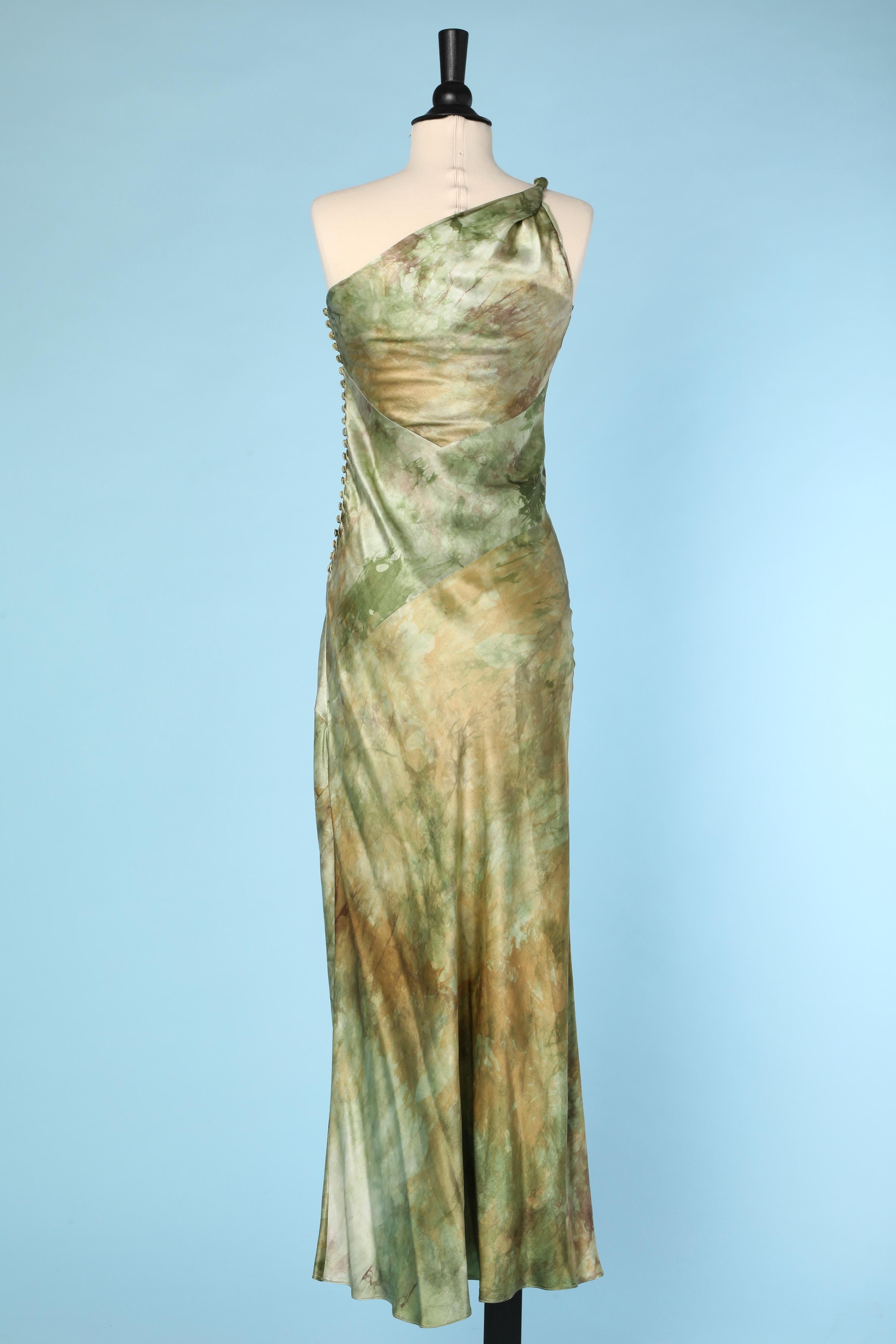 Long tie &dye asymmetrical evening dress J Galliano for Christian Dior  2