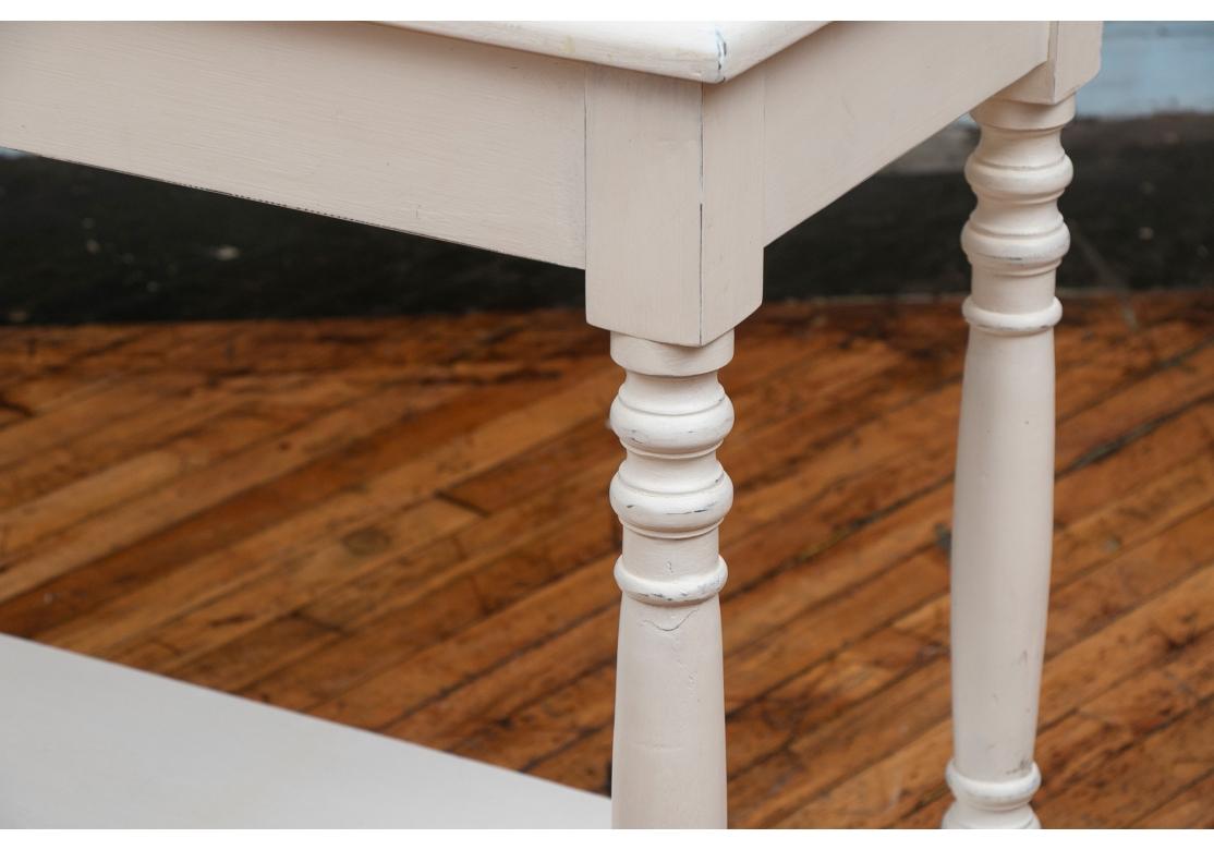 Long Tiered Console Table in White Paint In Good Condition For Sale In Bridgeport, CT