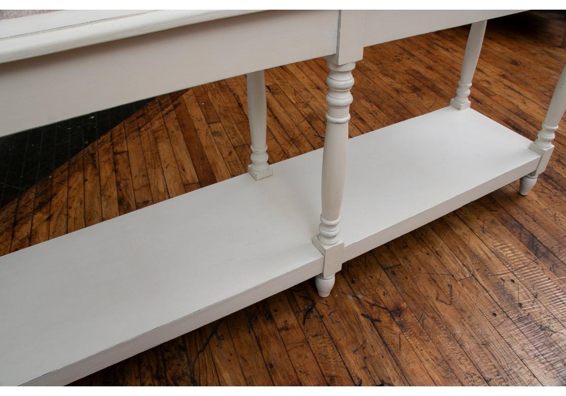 Long Tiered Console Table in White Paint For Sale 1