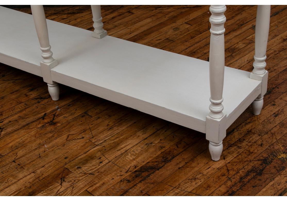 Long Tiered Console Table in White Paint For Sale 3