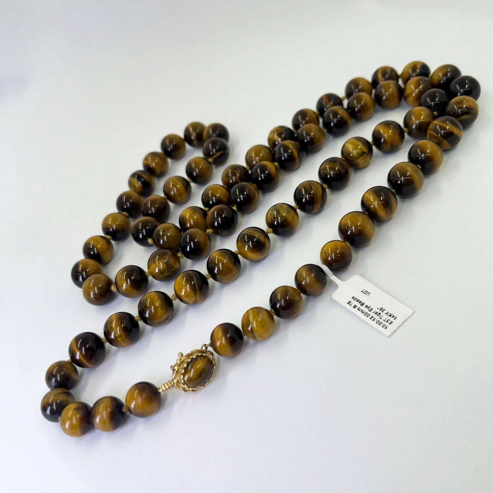 Collana lunga con perline di occhio di tigre in vendita 1