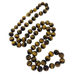 Long Tiger Eye Bead Necklace