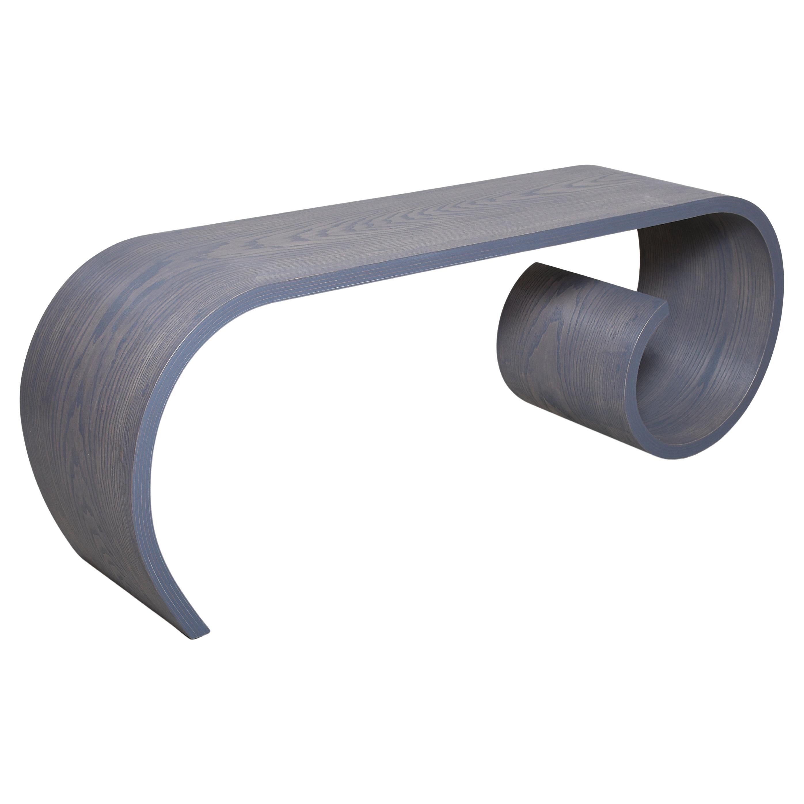 Long Toboggan Bench, in gray oiled Ash, hand made