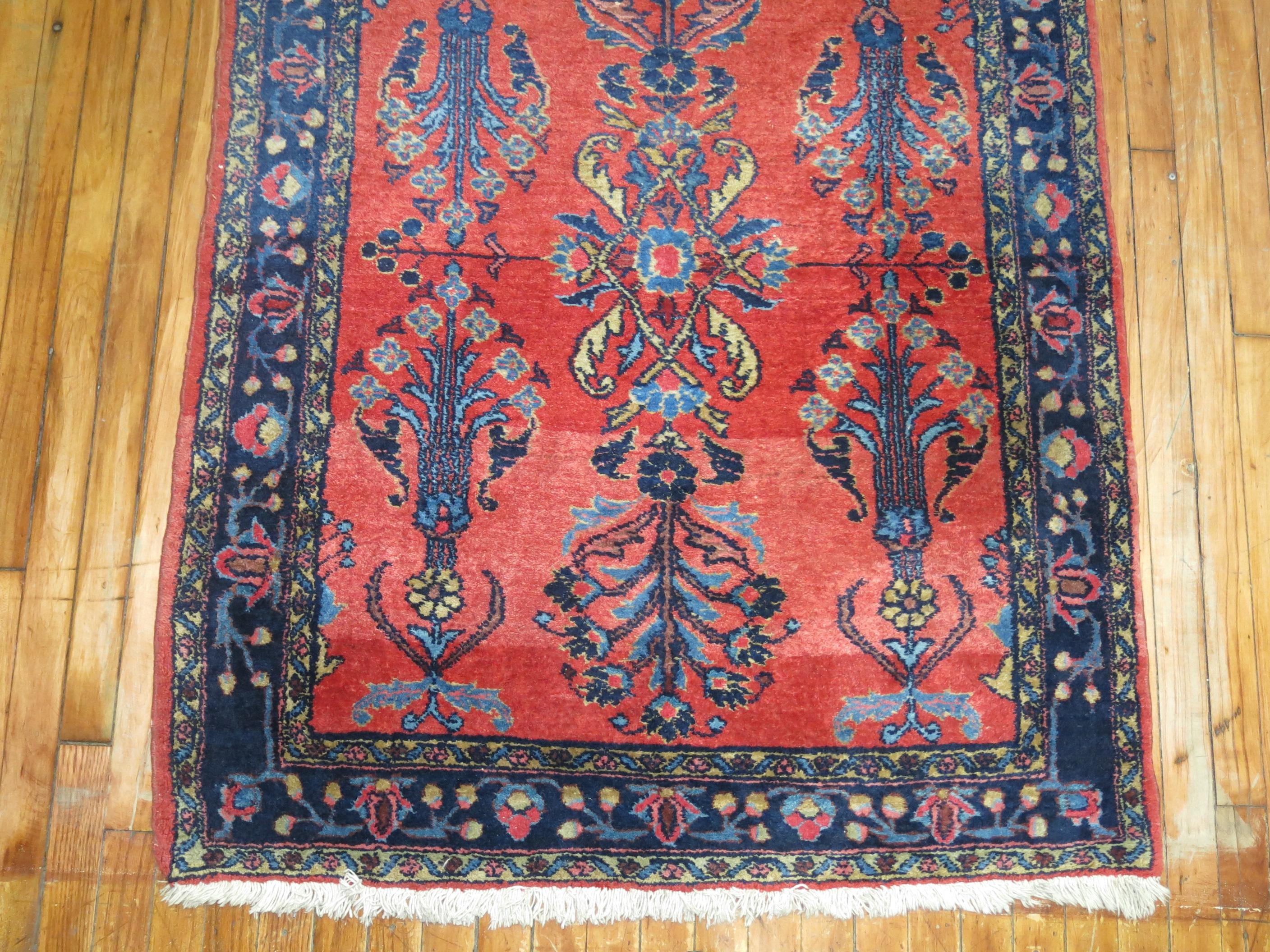 Long Traditional Antique Persian Sarouk Runner For Sale 4