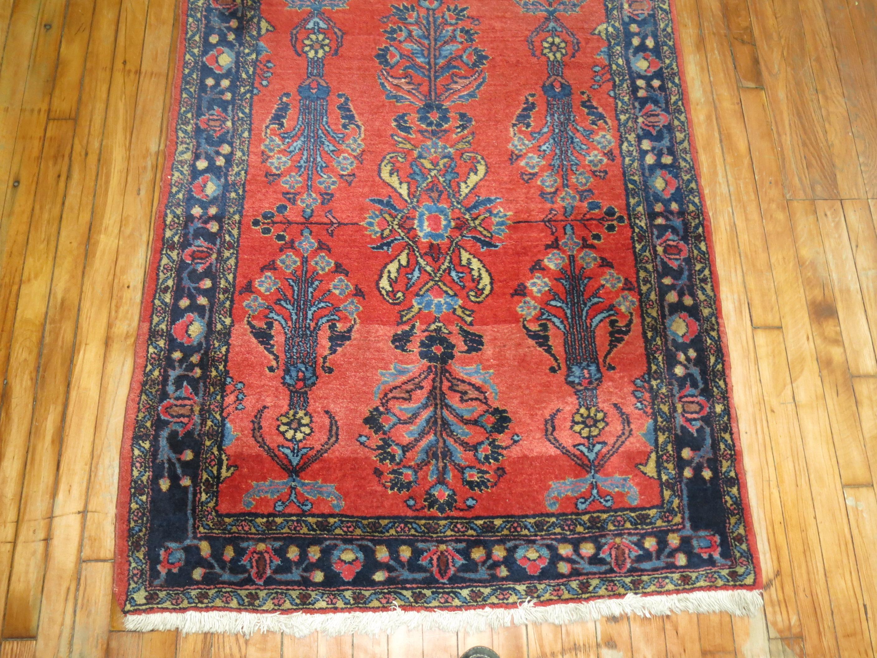 Long Traditional Antique Persian Sarouk Runner For Sale 5