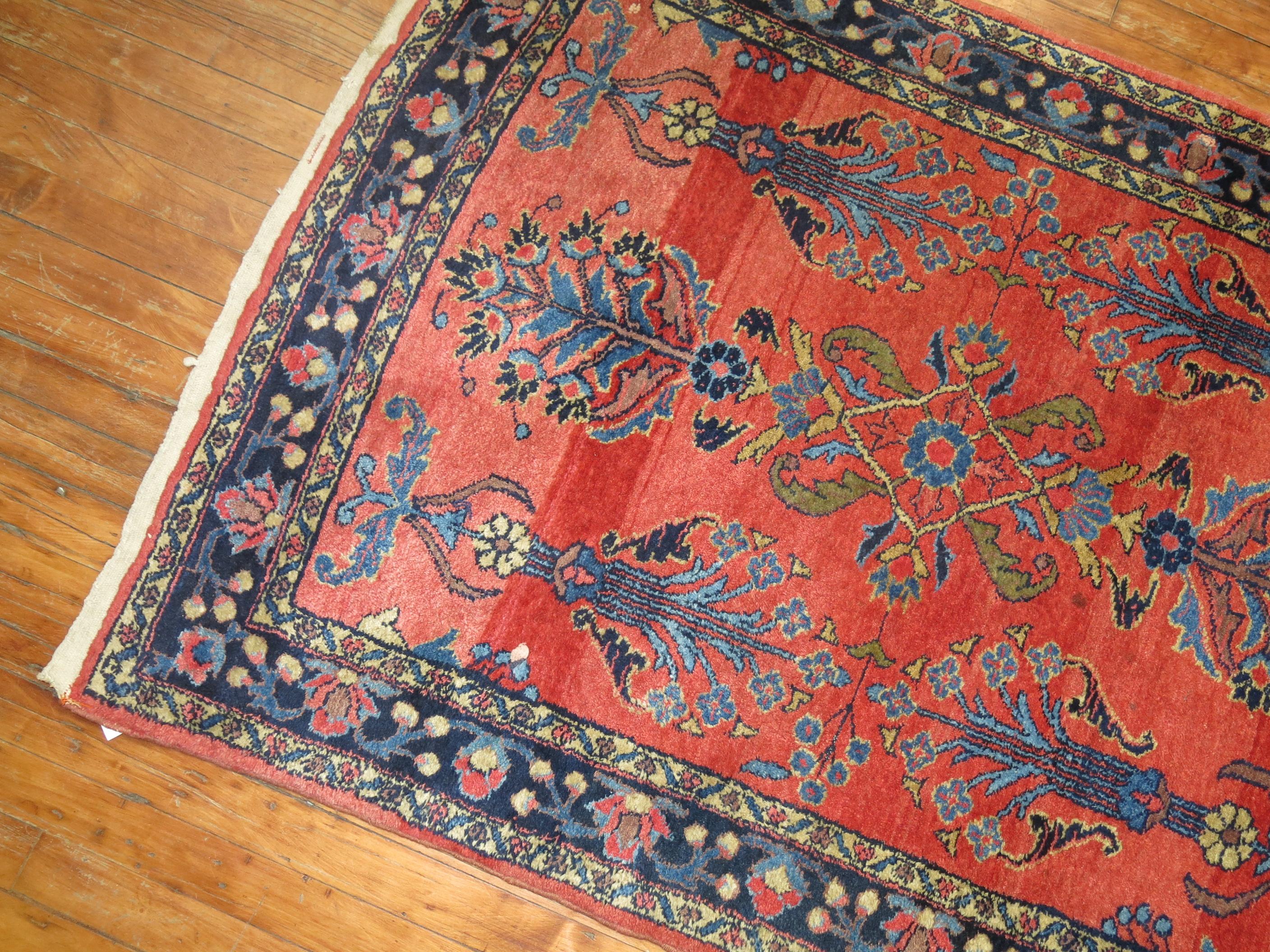 Hand-Woven Long Traditional Antique Persian Sarouk Runner For Sale