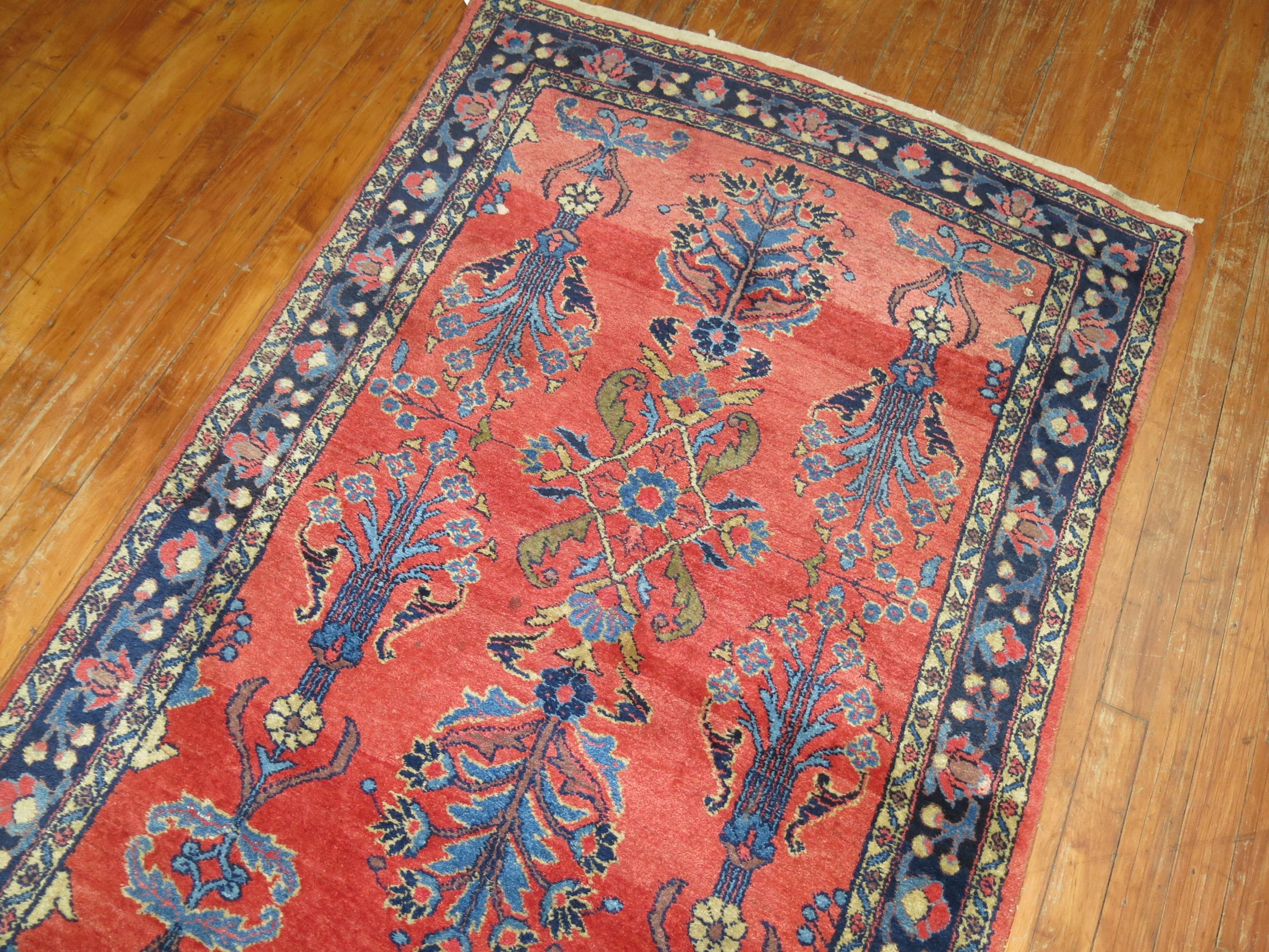 Long Traditional Antique Persian Sarouk Runner In Excellent Condition For Sale In New York, NY