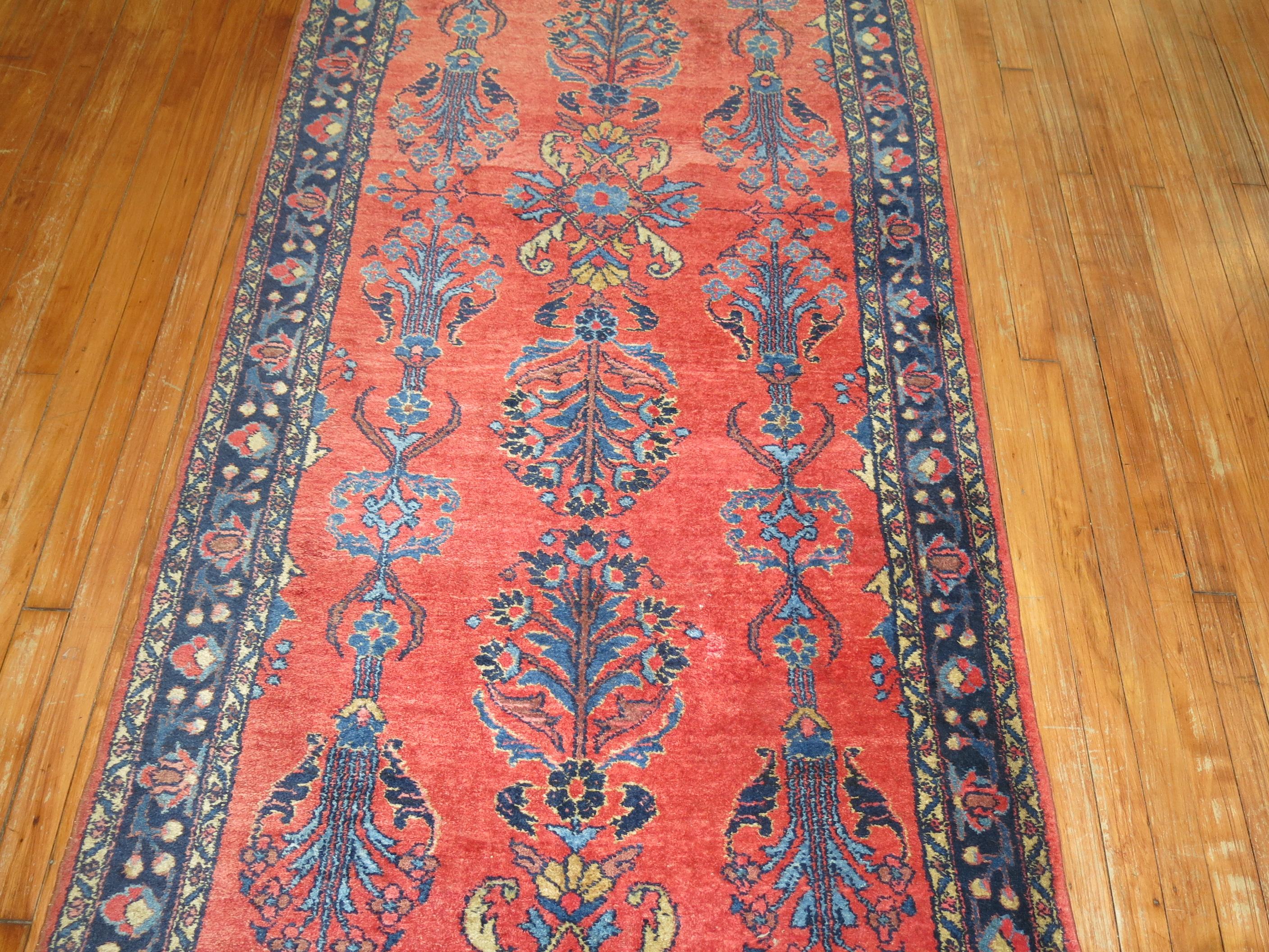 20th Century Long Traditional Antique Persian Sarouk Runner For Sale