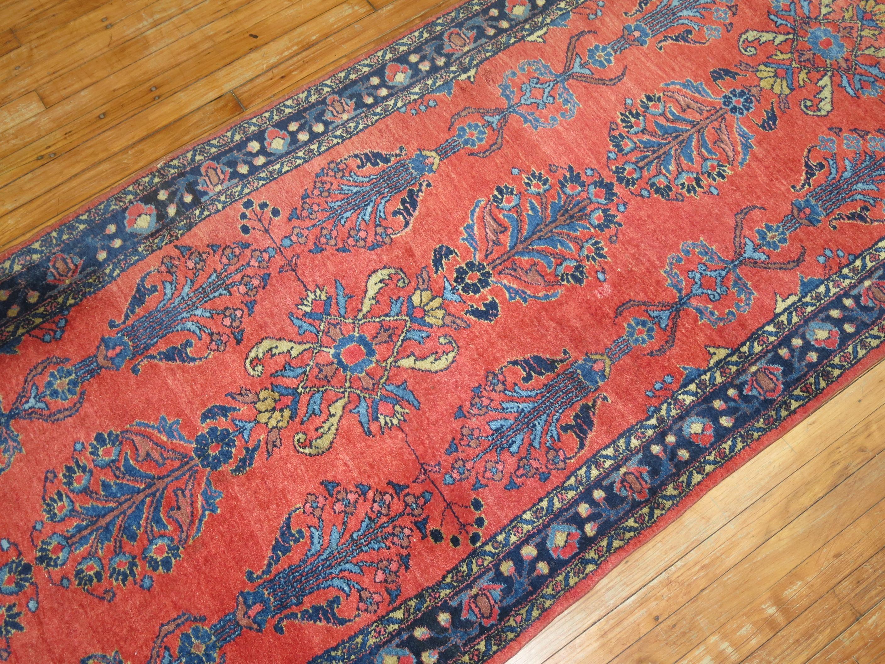 Long Traditional Antique Persian Sarouk Runner For Sale 2