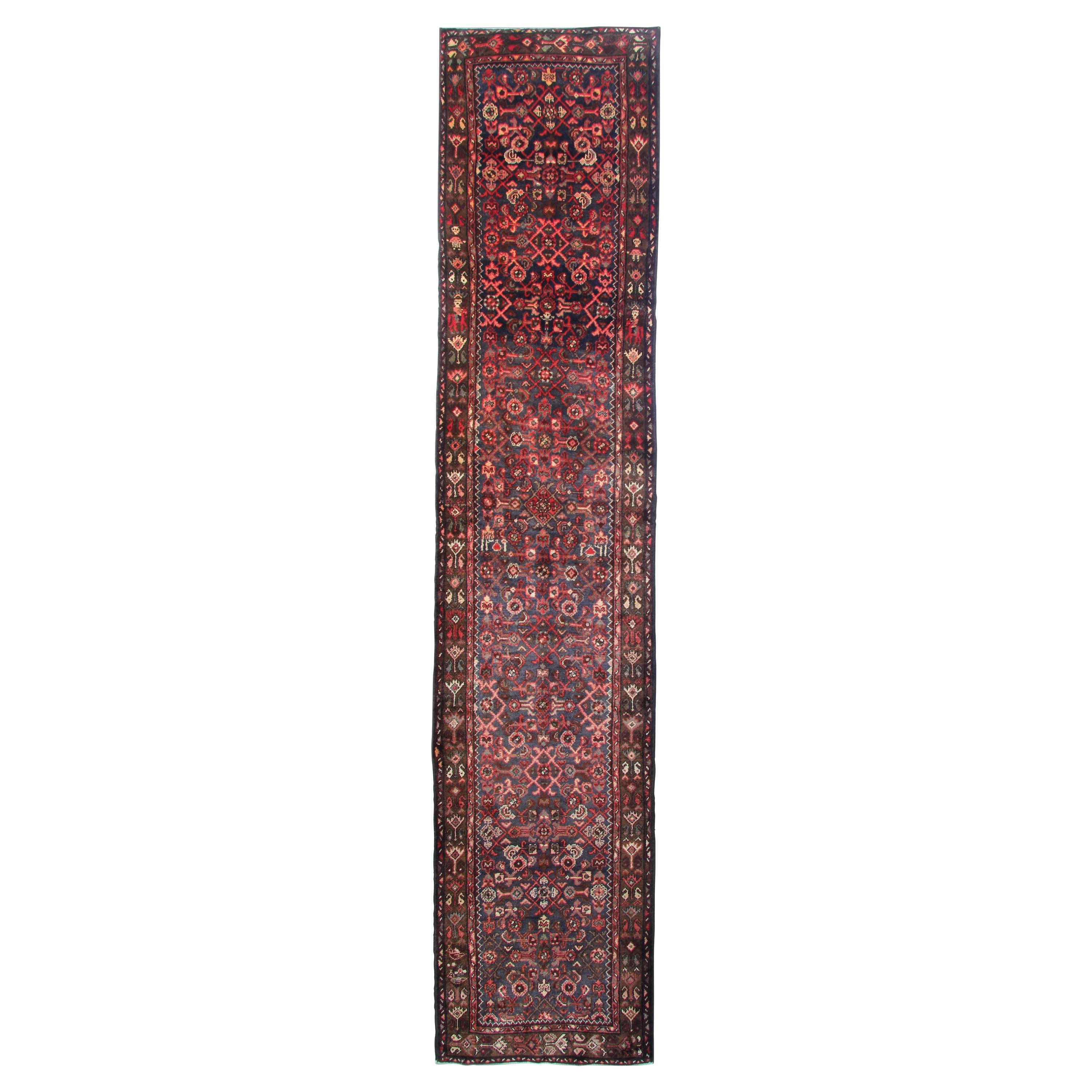 Long Traditional Oriental Runner Rug Narrow Handwoven Wool Carpet Runner  For Sale at 1stDibs