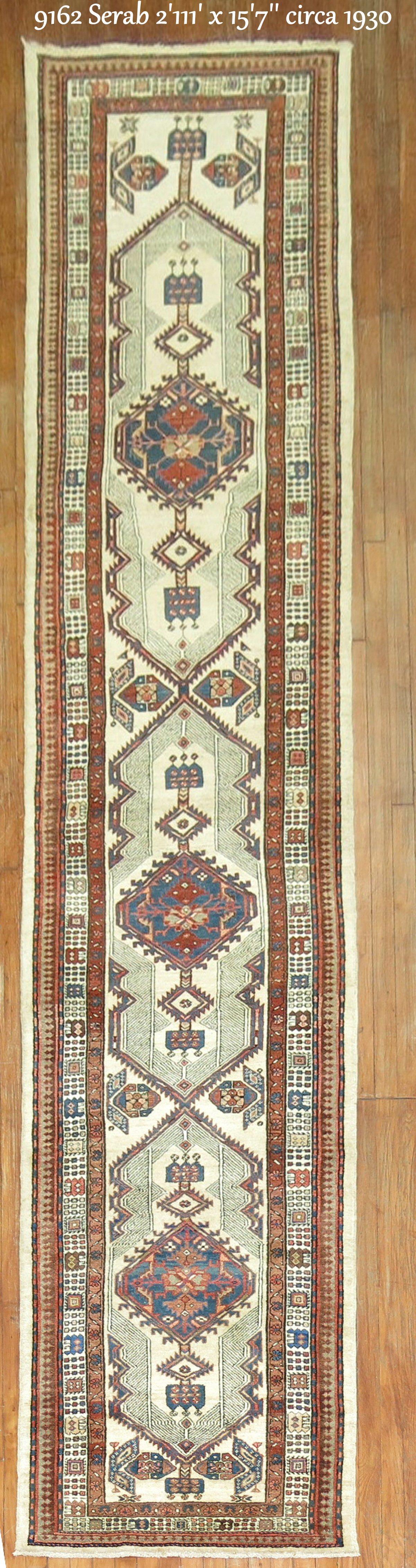 Long Tribal Persian Antique Serab Runner In Good Condition For Sale In New York, NY