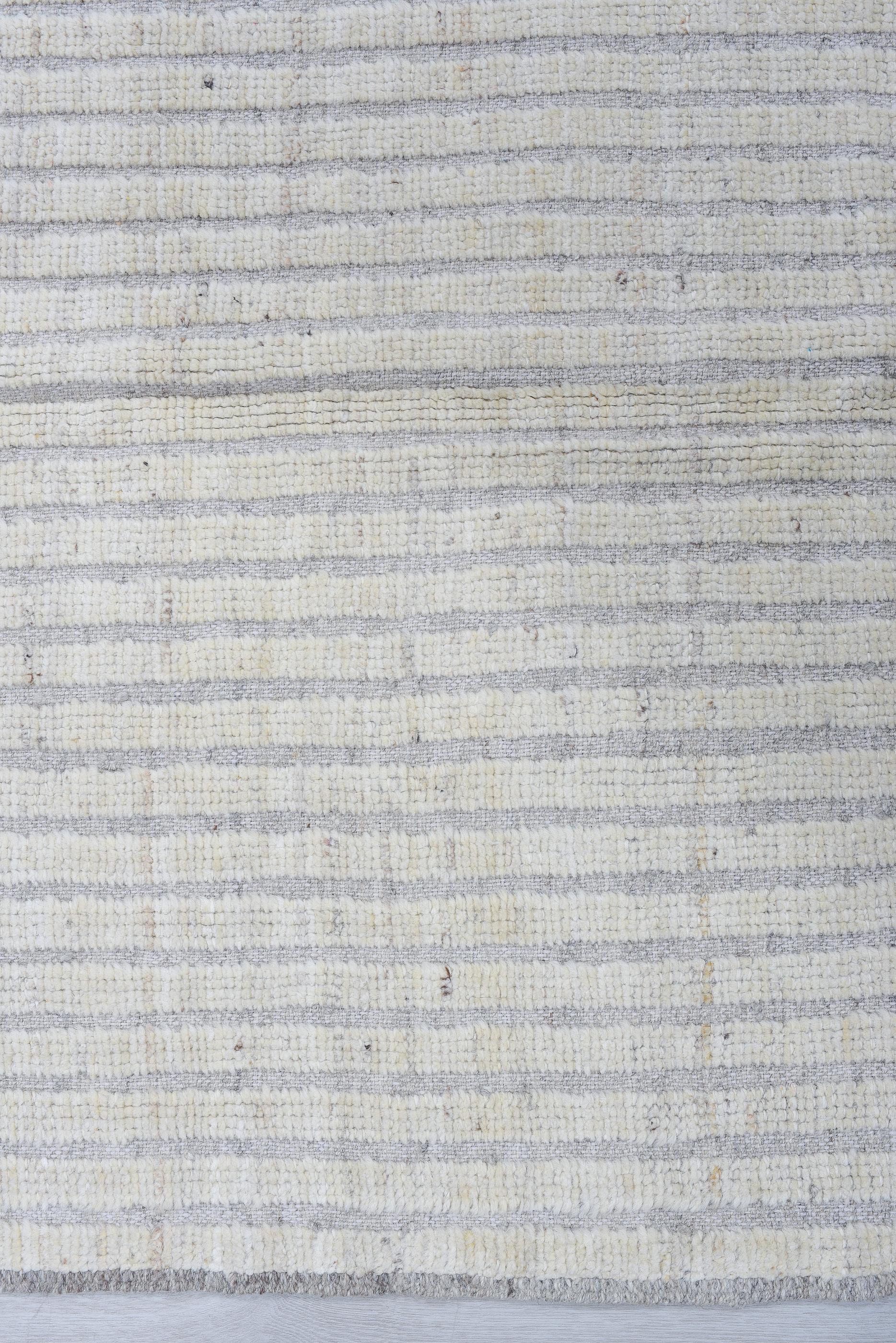 Long Tulu with Blue and Creamy White Stripes In Excellent Condition For Sale In New York, NY