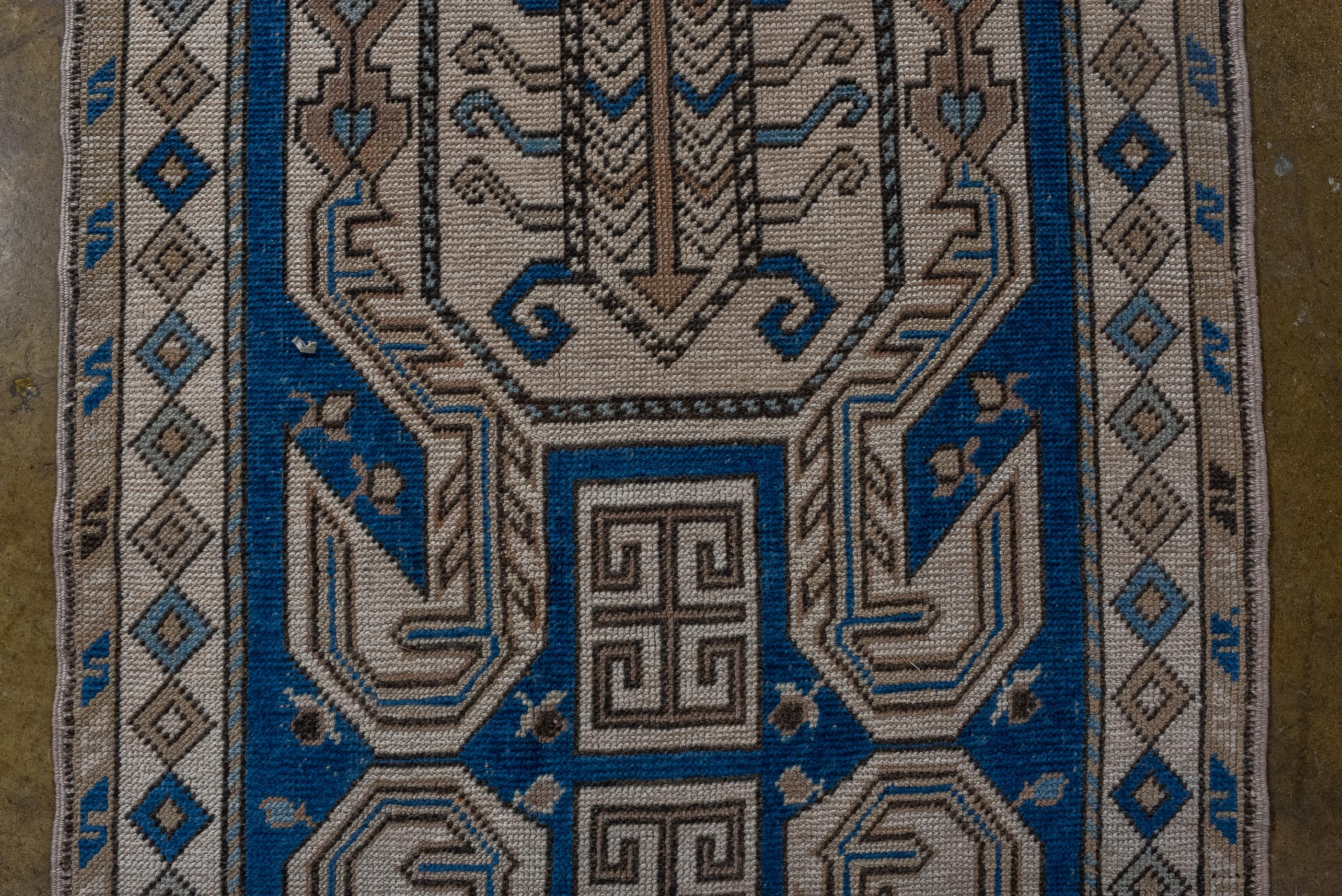 20th Century Long Turkish Runner with Royal Blue Ground For Sale