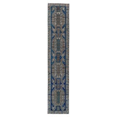 Long Turkish Runner with Royal Blue Ground