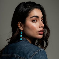 Lange Türkis Kieselstein Tropfen Ohrringe in Sterling Silber