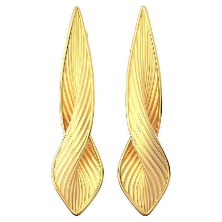 Long Twisted Earrings in 18k Solid Gold Italian Fine Jewelry Made in, Italy For Sale at 1stDibs