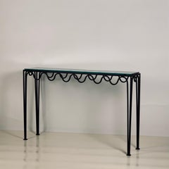 Long Undulating 'Méandre' Wrought Iron and Glass Console by Design Frères