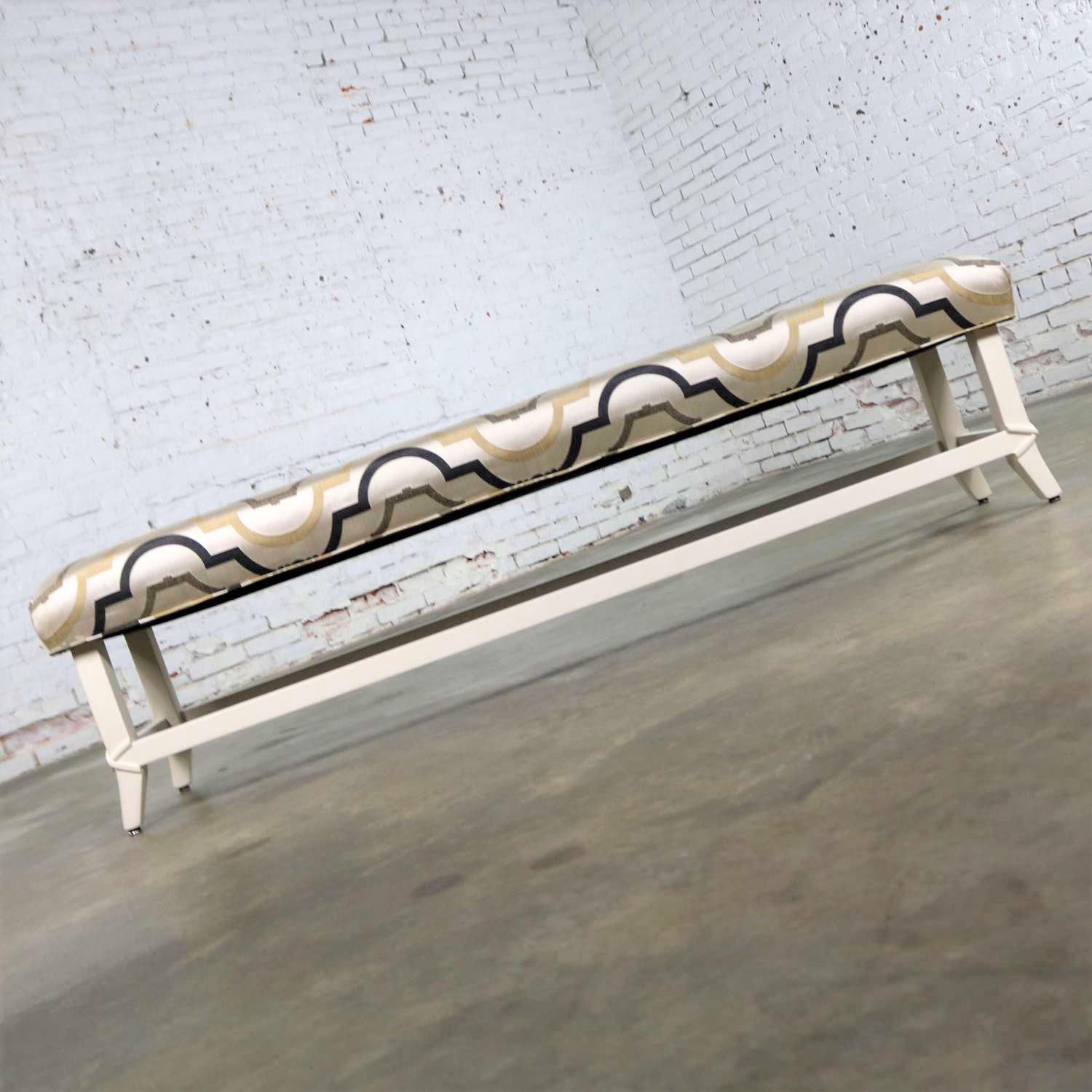 Long Upholstered Bench Newly Restored and Recovered 2