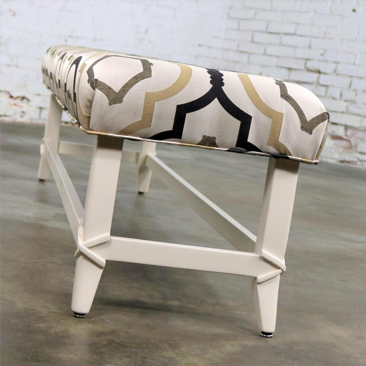 Long Upholstered Bench Newly Restored and Recovered 5