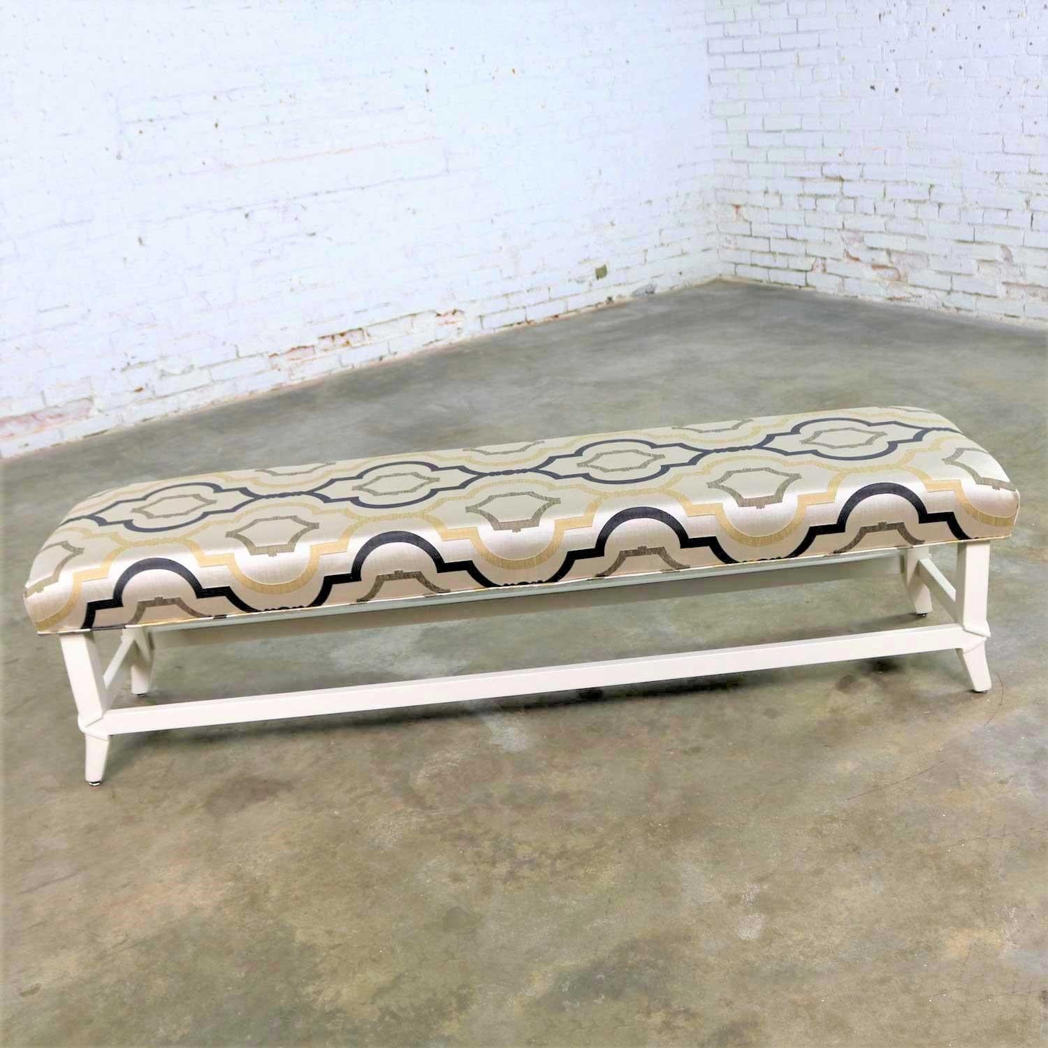Long Upholstered Bench Newly Restored and Recovered 8
