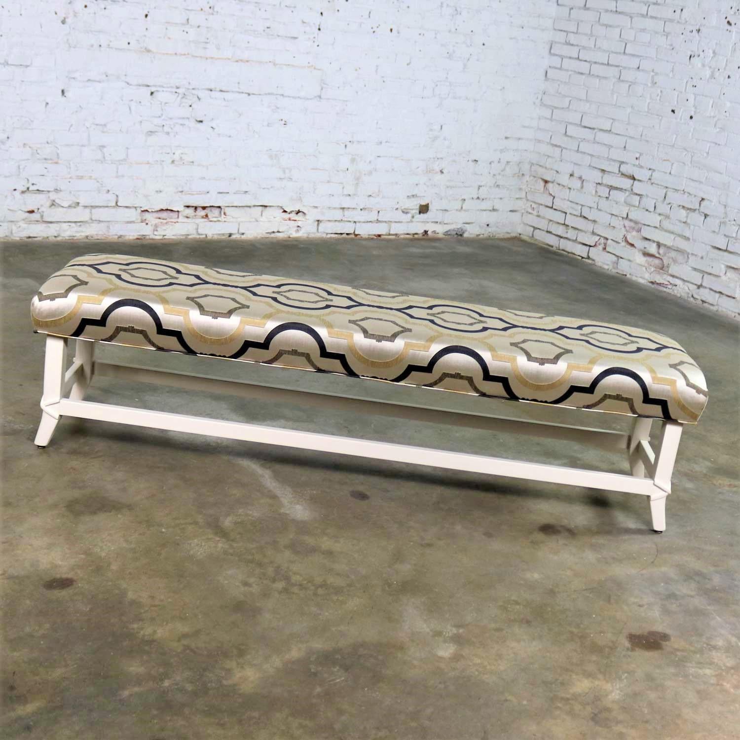 Long Upholstered Bench Newly Restored and Recovered 9