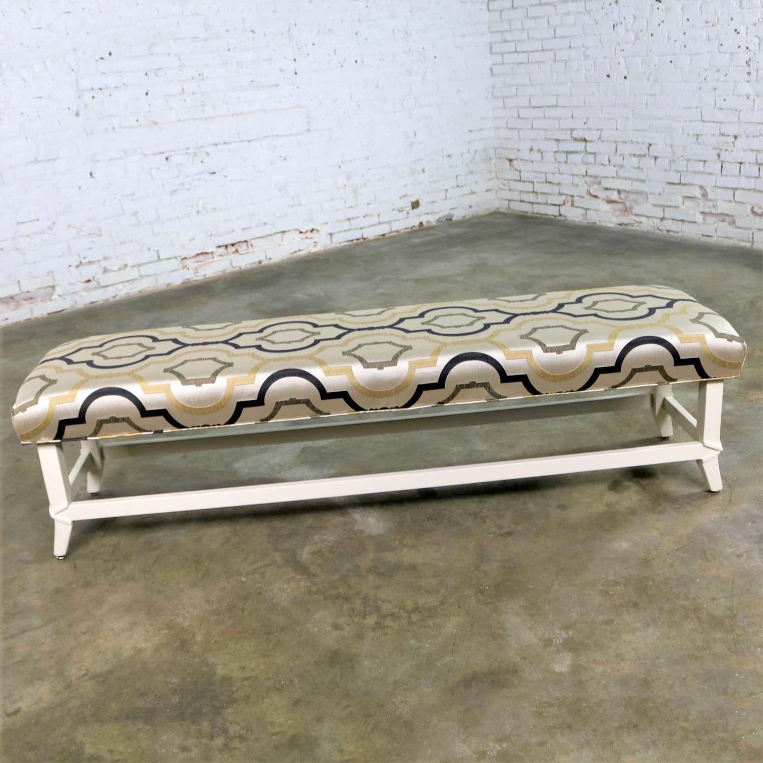 Long Upholstered Bench Newly Restored and Recovered 10
