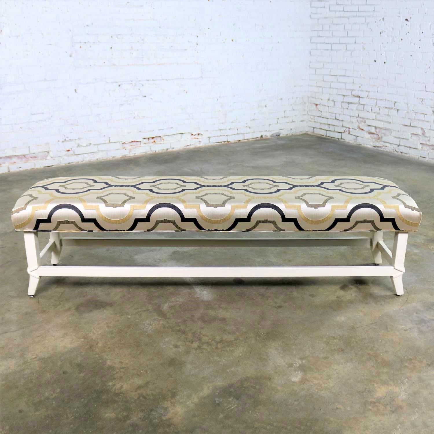 Long Upholstered Bench Newly Restored and Recovered 1