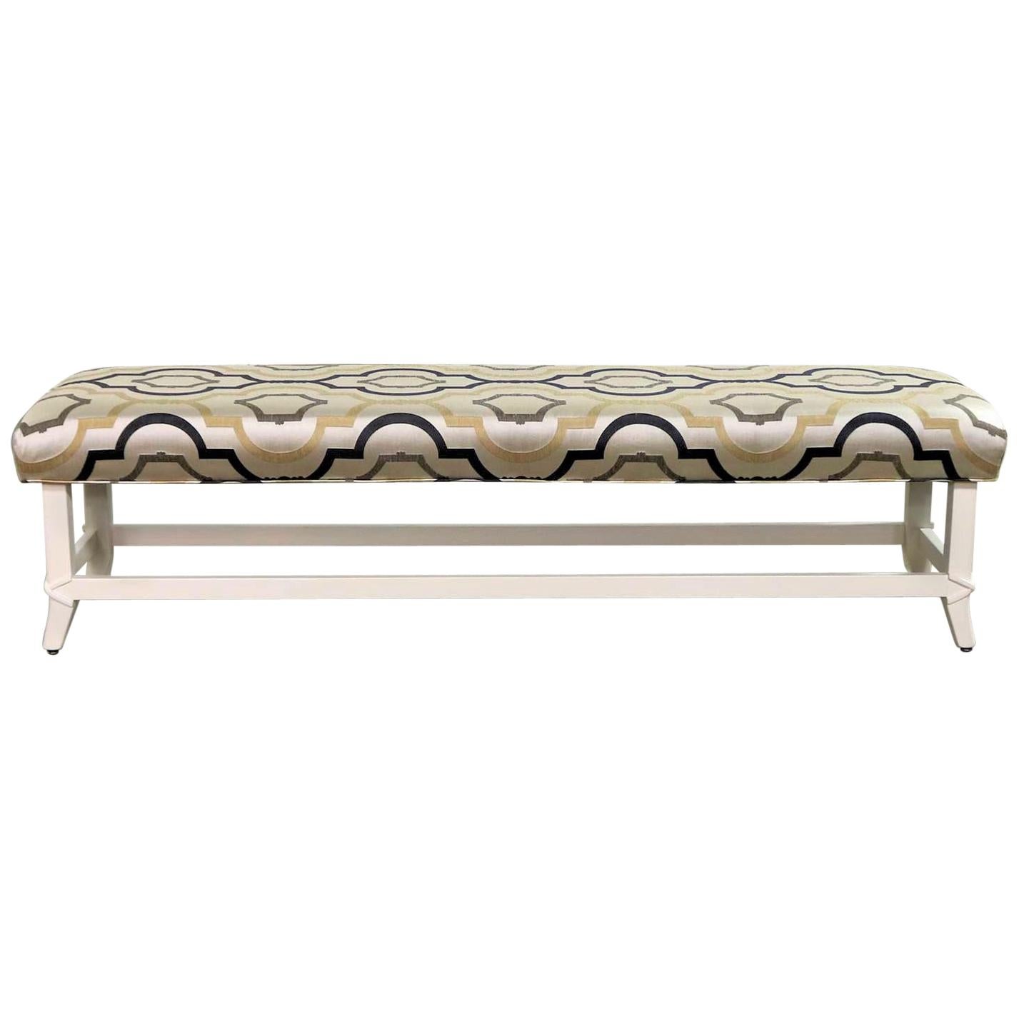 Long Upholstered Bench Newly Restored and Recovered
