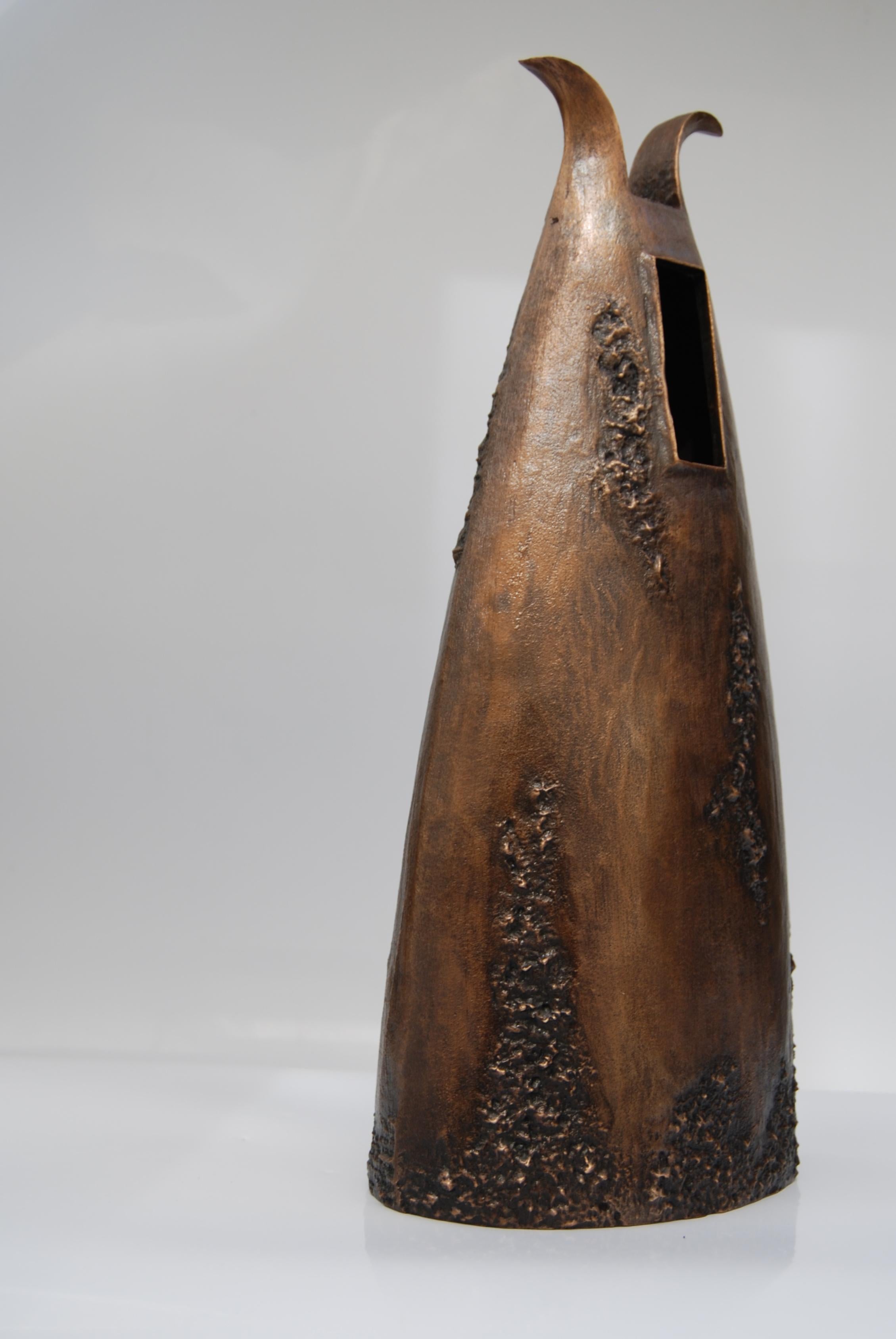 Modern Long Vase in Dark Bronze by Fakasaka Design For Sale