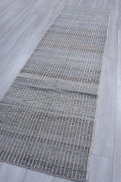 Long Vertical Striped Blue Steel Wool Tulu