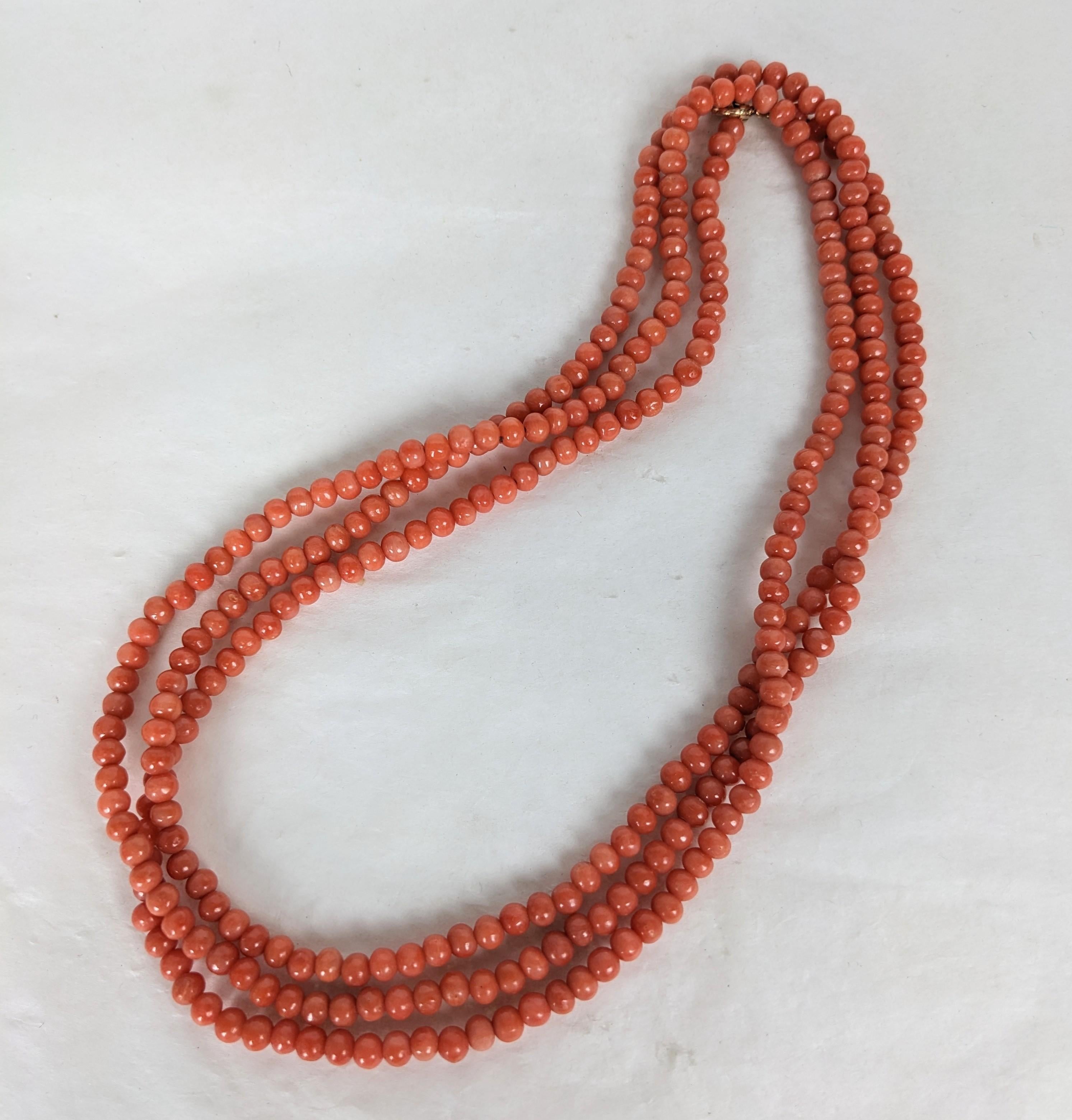 Women's or Men's Long Victorian Genuine Coral Beads For Sale