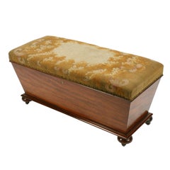 Long Victorian Mahogany Ottoman