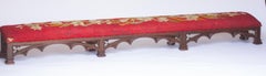 Long Victorian Oak Foot Stool with carved Gothic Tracery