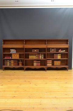 Long Victorian Open Bookcase in Walnut