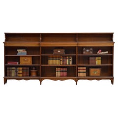 Long Victorian Open Bookcase in Walnut