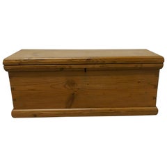 Long Victorian Pine Carpenters Box or Sea Chest Coffee Table