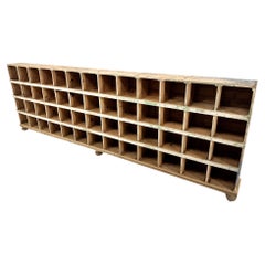 Long Used All-Wood Industrial Cabinet with 52 Compartments