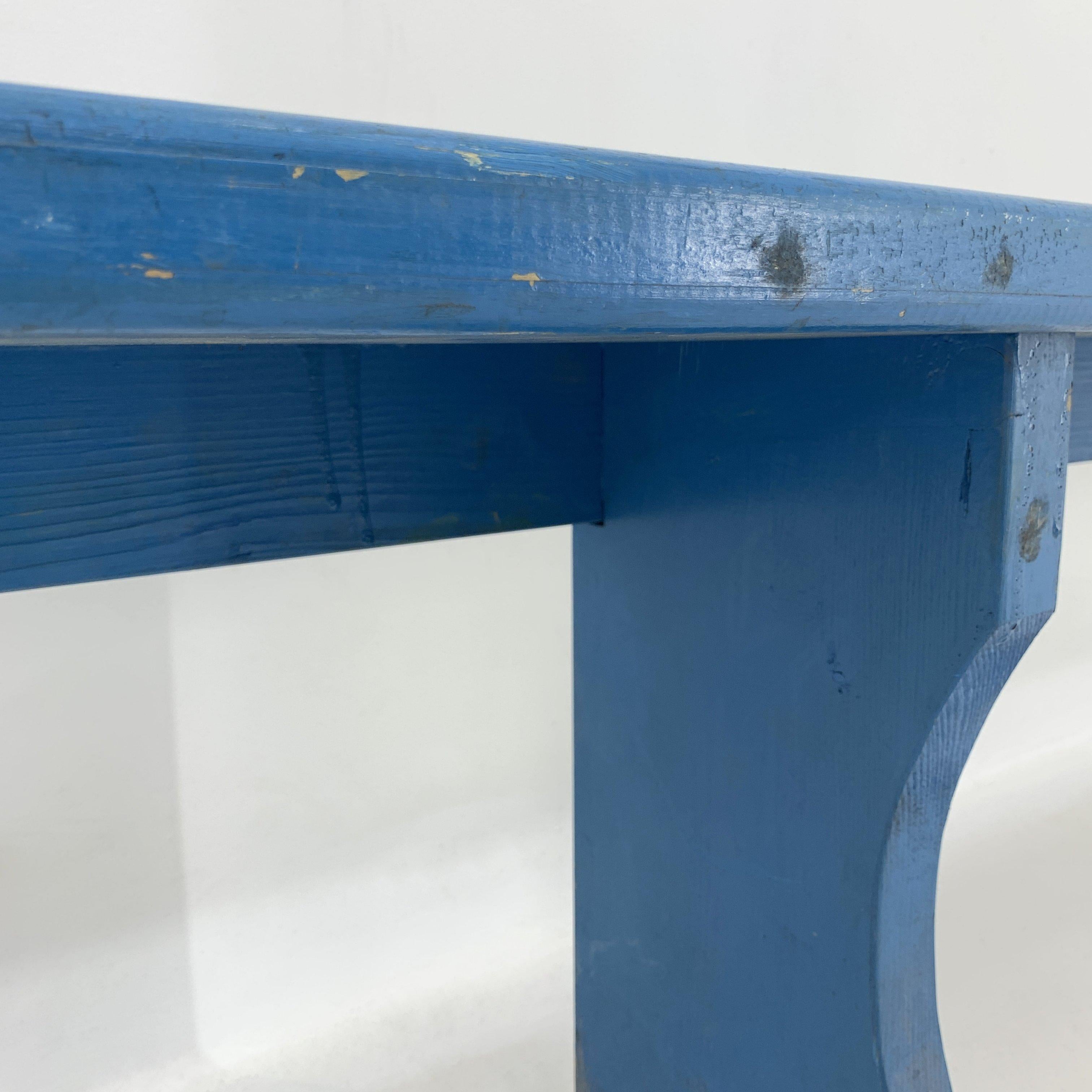 Long Vintage All-Wood School Bench with Original Paint, 1930s 1