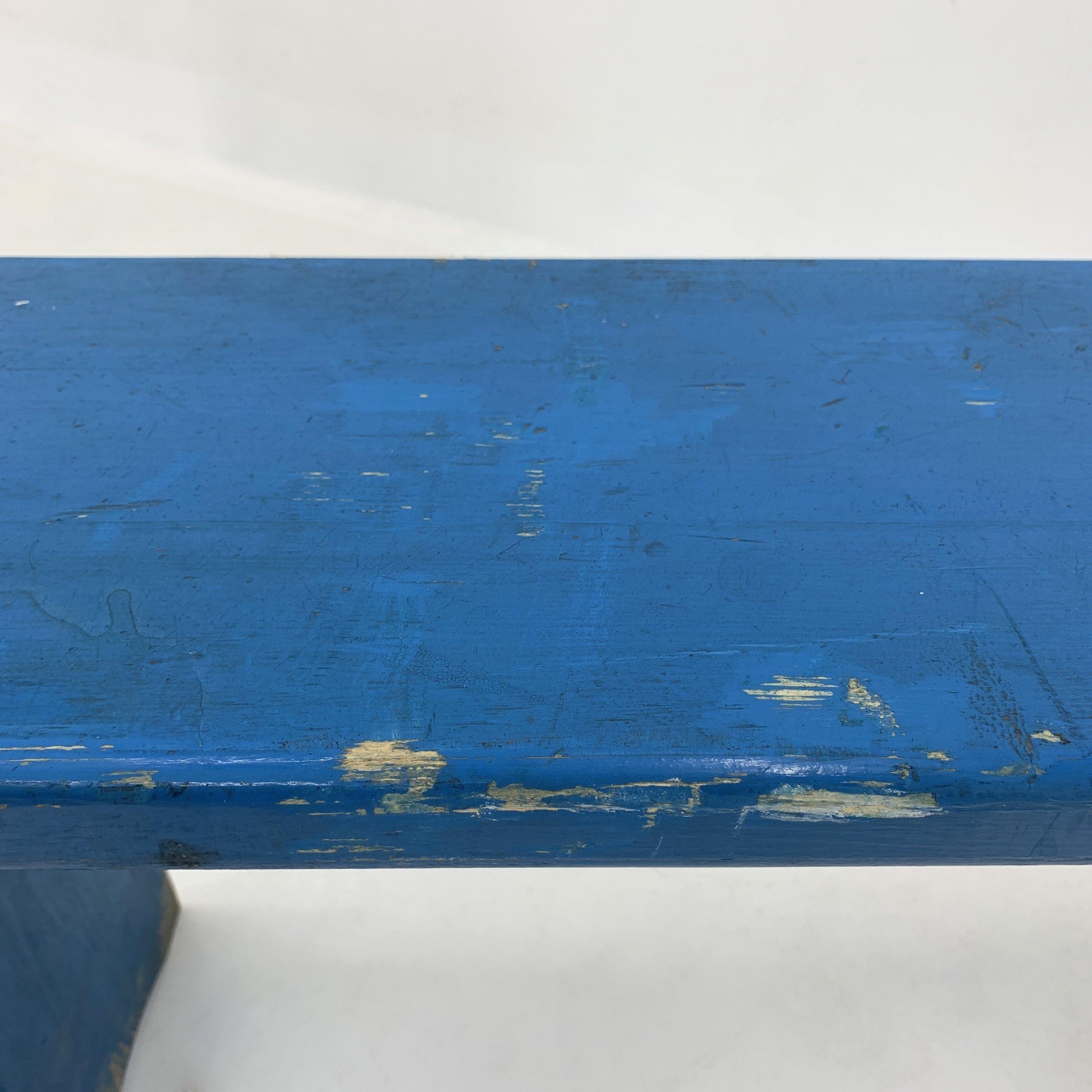 Long Vintage All-Wood School Bench with Original Paint, 1930s 2