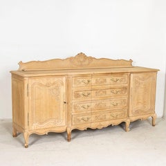Long Vintage Buffet Sideboard of Bleached Oak from France