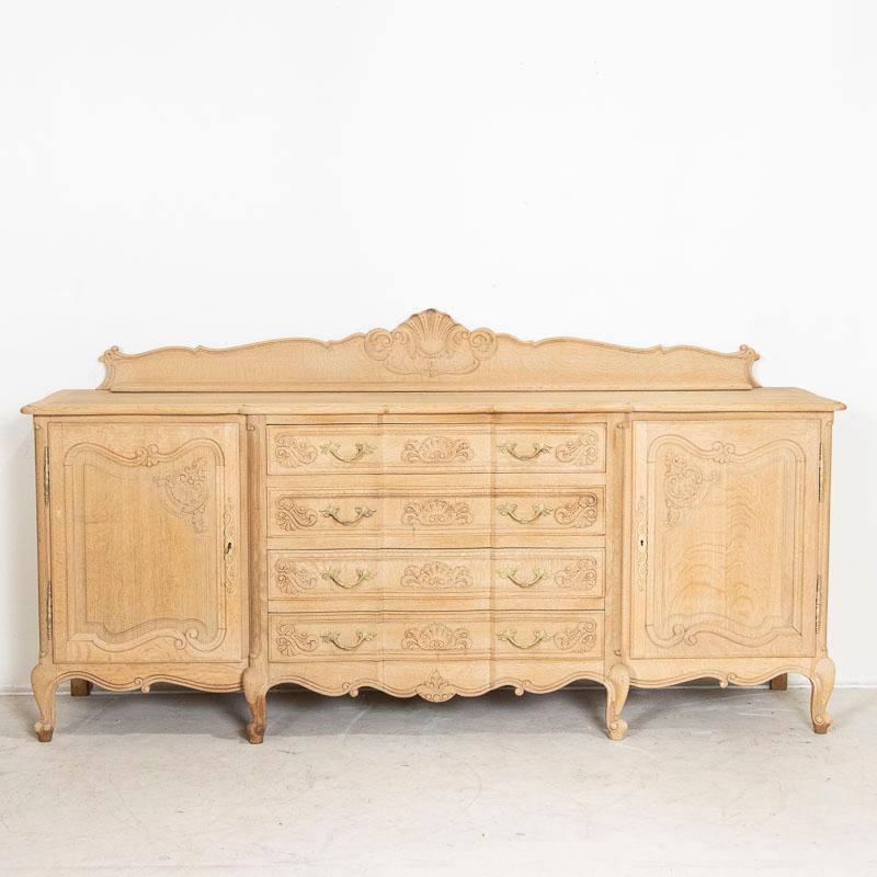 Long Vintage Buffet Sideboard of Bleached Oak from France In Good Condition In Round Top, TX