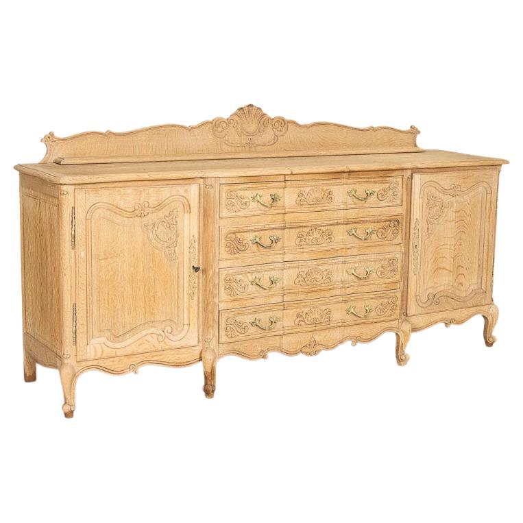 Long Vintage Buffet Sideboard of Bleached Oak from France at 1stDibs