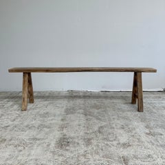 Long Vintage Elm Wood Bench