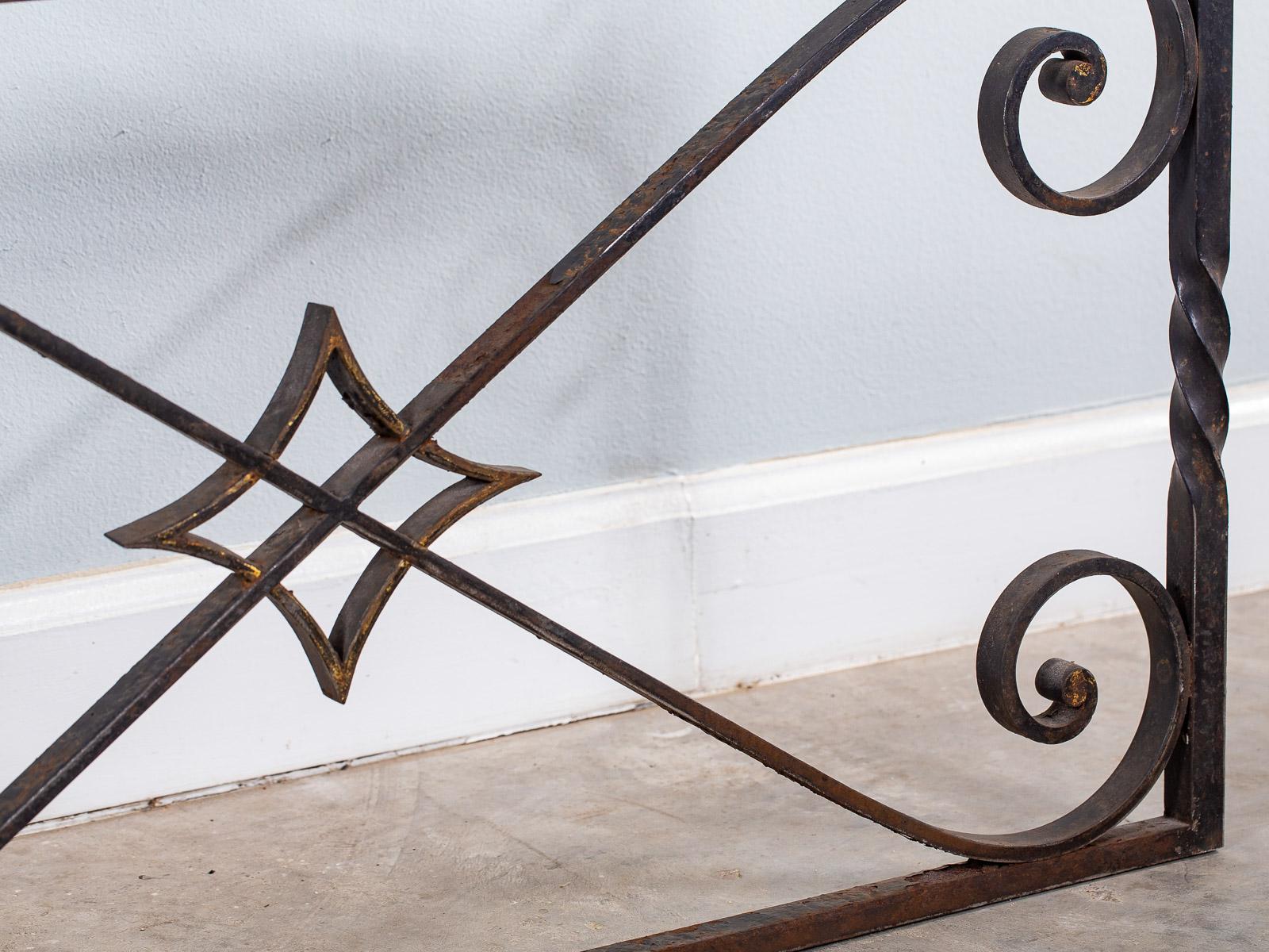 Long Vintage French Architectural Salvage Reclaimed Iron Console Server Table For Sale 3