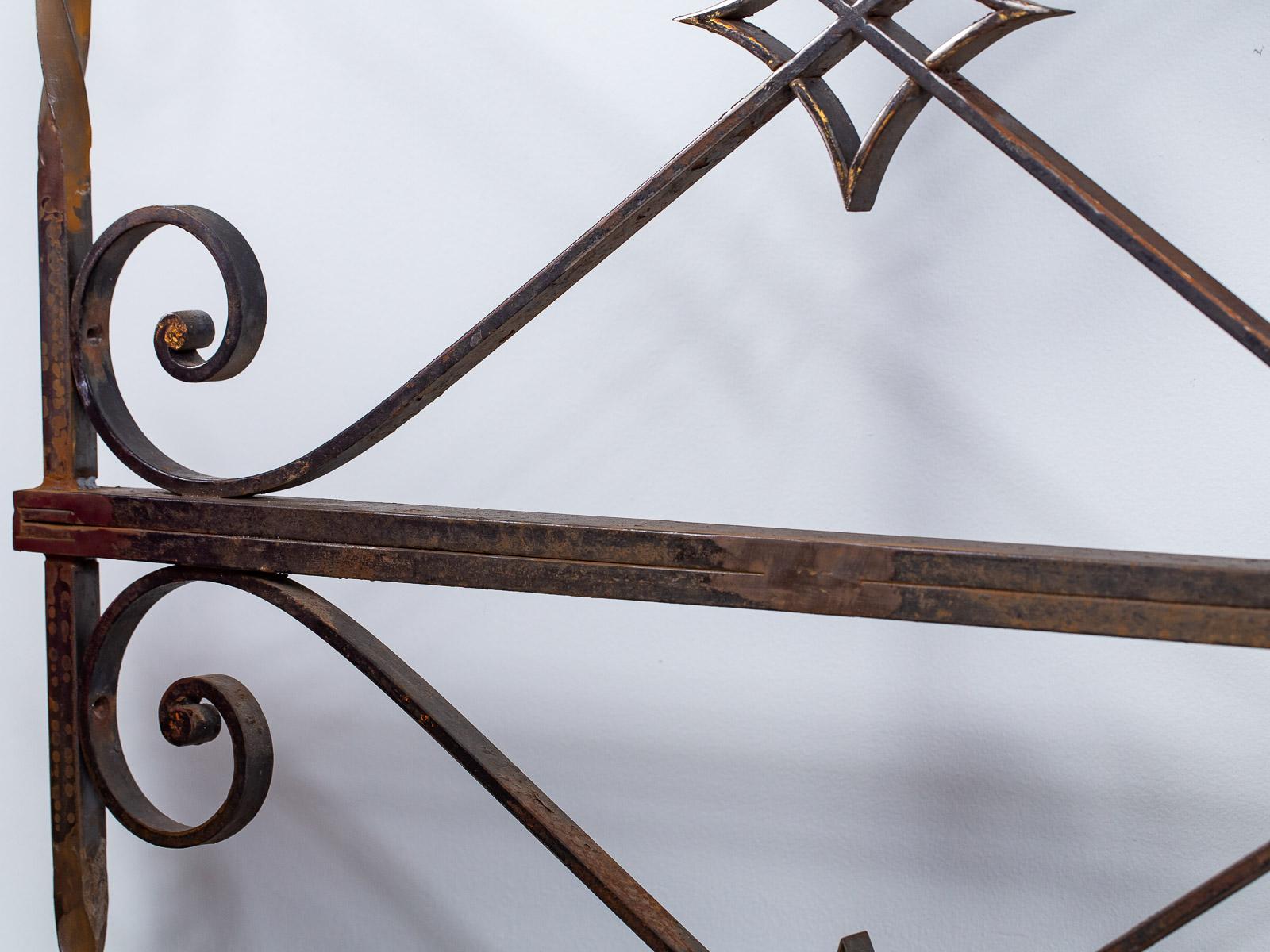 Long Vintage French Architectural Salvage Reclaimed Iron Console Server Table For Sale 5