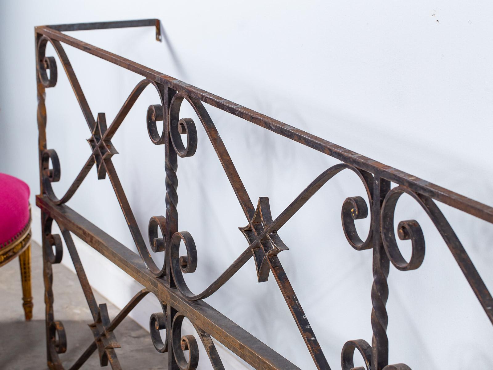 Long Vintage French Architectural Salvage Reclaimed Iron Console Server Table For Sale 7