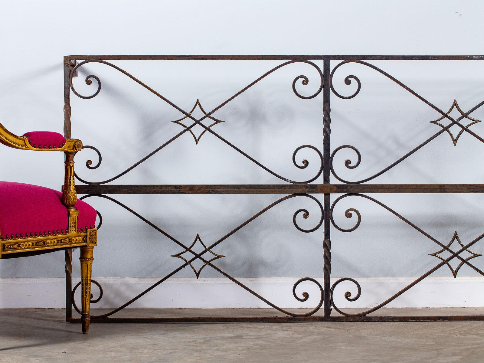 Neoclassical Long Vintage French Architectural Salvage Reclaimed Iron Console Server Table For Sale