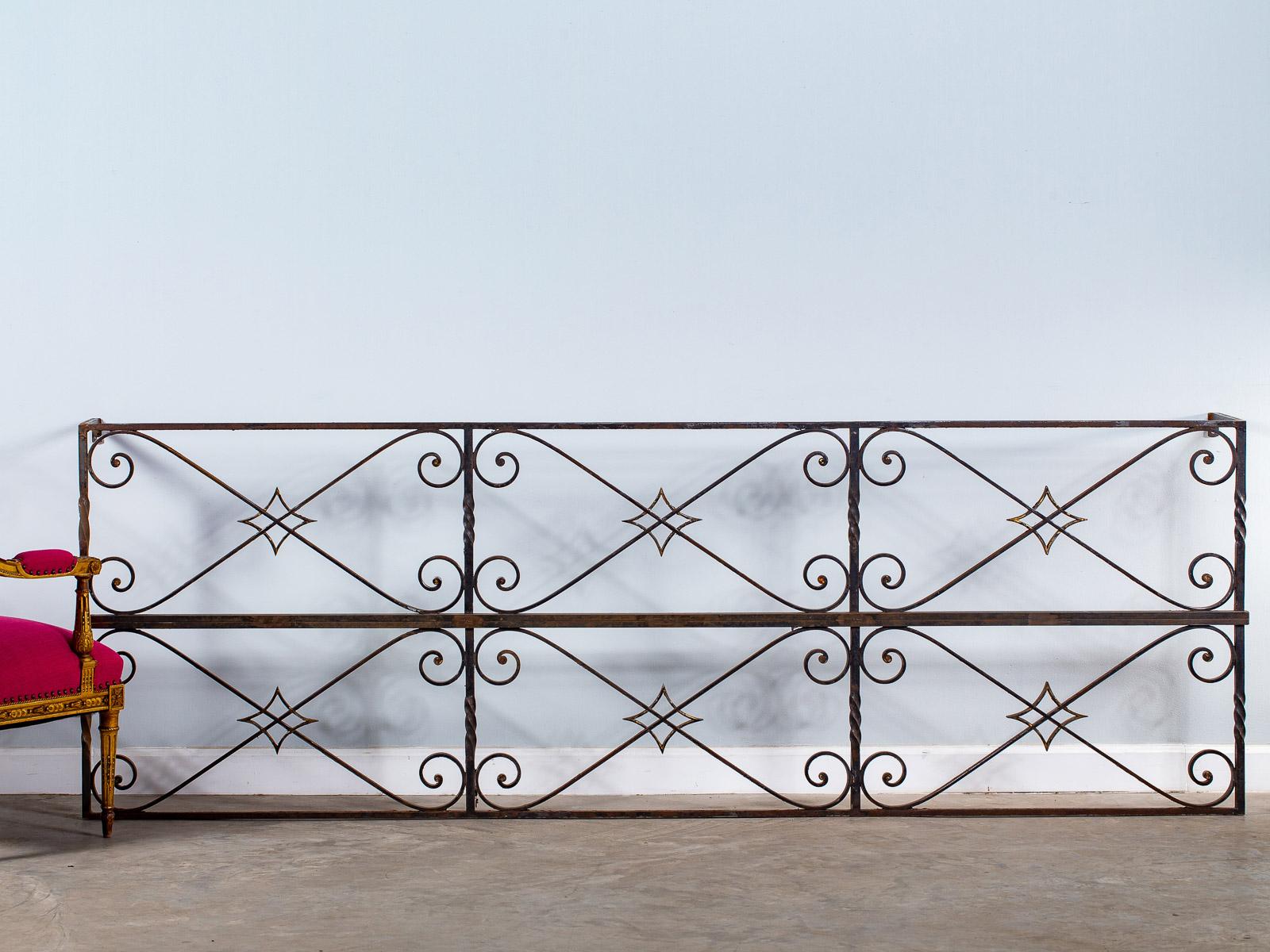 Long Vintage French Architectural Salvage Reclaimed Iron Console Server Table In Good Condition For Sale In Houston, TX