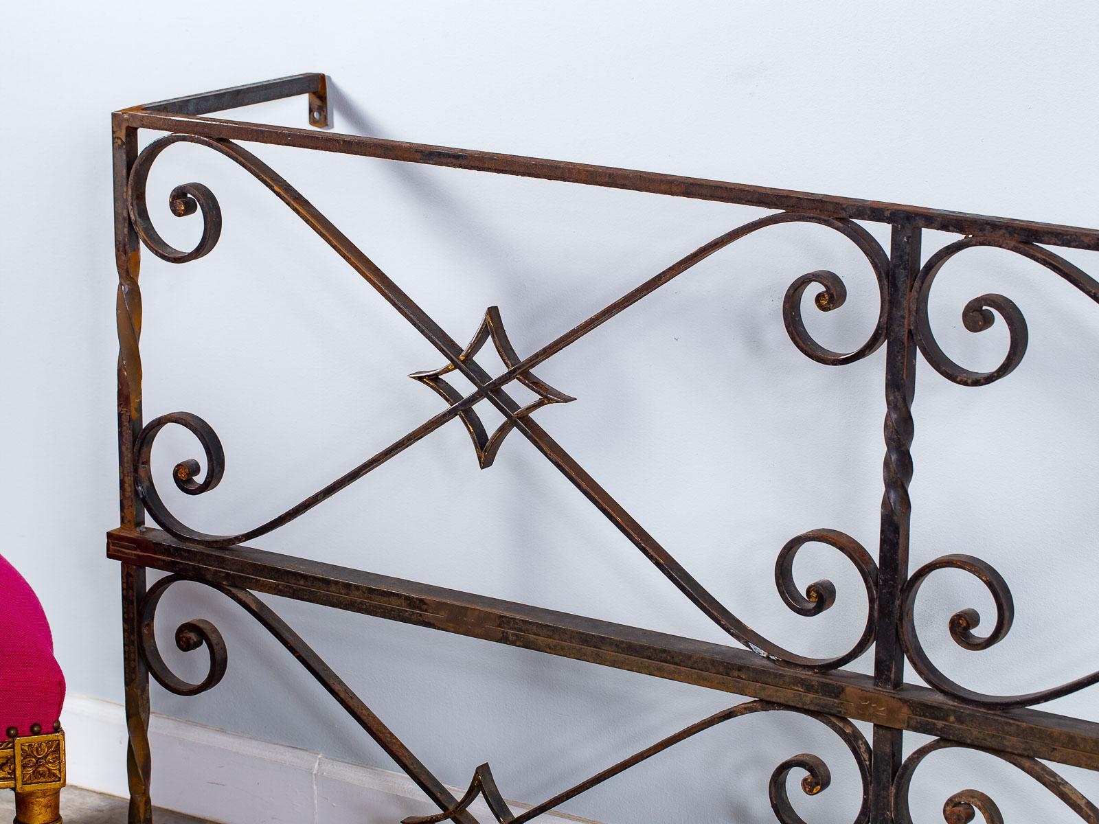 20th Century Long Vintage French Architectural Salvage Reclaimed Iron Console Server Table For Sale